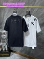 Chrome Hearts Blue Triple Cross Tshirt tee Fashion Cheap Short Sleeve Cotton Emb