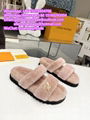 LV Sunset Comfort Flat Mule LV Woolen slippers LV fur slipper Warm slippers gift