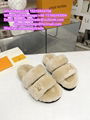LV Sunset Comfort Flat Mule LV Woolen slippers LV fur slipper Warm slippers gift