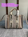       Woody Canvas Tote Bag Cotton Canvas Shiny Calfskin With Woody       purse