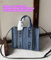 Chloe Woody Canvas Tote Bag Cotton Canvas Shiny Calfskin With Woody Chloe purse