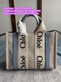 Chloe Woody Canvas Tote Bag Cotton Canvas Shiny Calfskin With Woody Chloe purse