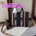 Chloe Woody Canvas Tote Bag Cotton Canvas Shiny Calfskin With Woody Chloe purse