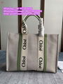 Chloe Woody Canvas Tote Bag Cotton Canvas Shiny Calfskin With Woody Chloe purse