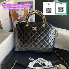 Classic Caviar Leather Double Flap Bag Black Medium CC logo Chain Bag Kelly Top 