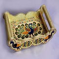 Peacock  Design Golden Meenakari Tray