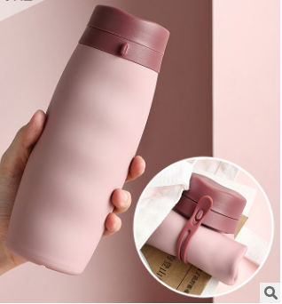 Silicon foldable water bottle travel mug plastic water bottle