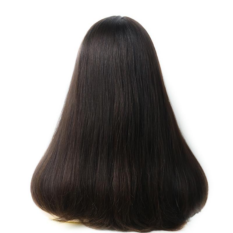 22" Silk Base Black Color Long Straight Hair Jewish Wig Kosher Wig  5
