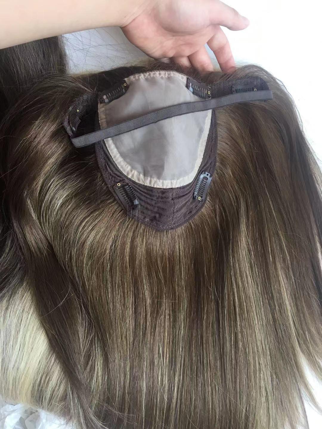 Popular Jewish Kosher Topper With Band 100% Unprocessed European Hair Fall 3