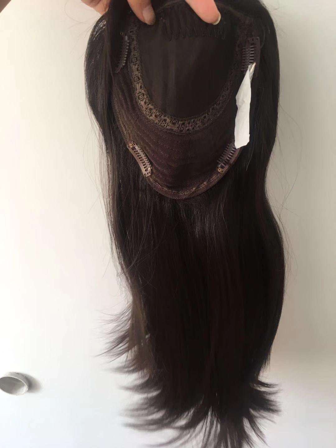 Popular Jewish Kosher Topper With Band 100% Unprocessed European Hair Fall 5