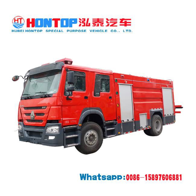 Sinotruk Howo 4*2 Dry Powder Combined Water Foam Tank Fire Truck for Manufacture