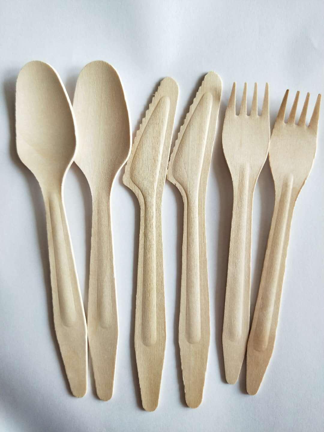 Disposable reinforced 185mm wooden cutlery