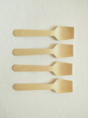 Disposable 95mm birch wood dessert spoon