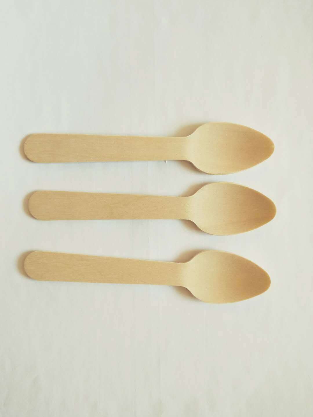 Disposable 95mm birch wood dessert spoon 2