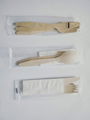 160mm Birch Wood Knife  Fork Spoon, Napkin Salt and Pepper Packed by Kraft Pap 2