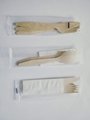 160mm Birch Wood Knife  Fork Spoon, Napkin Salt and Pepper Packed by Kraft Pap
