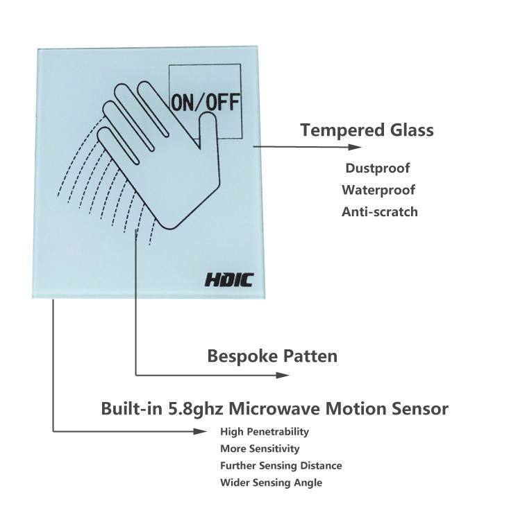 Smart Switch Hand Wave Sensor Switch AC 85-265V input with 5.8ghz Radar sensors  2