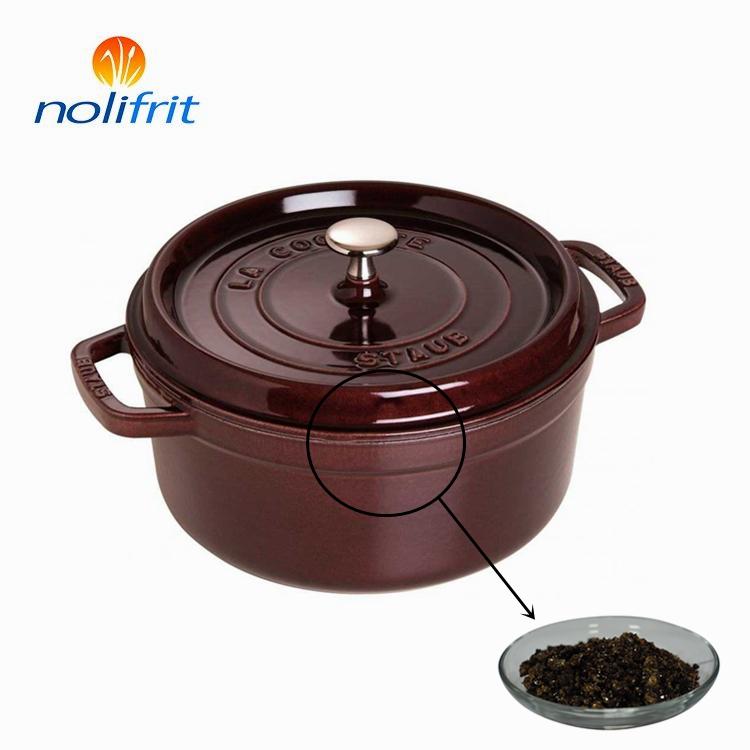 Cookware Pan Pot Majolica Brown Cast Iron Enamel Frit 301A