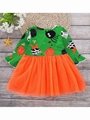 Halloween Baby Toddler Girl Pumpkin Ghost Printed Mesh Patchwork Dress