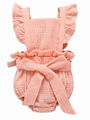 Flutter Sleeve Fluffy Muslin Baby Romper Onesie pink