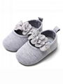 Cute Flower Trimmed Princess Baby Girls Shoes gray