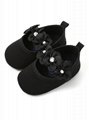 Cute Flower Trimmed Princess Baby Girls Shoes black