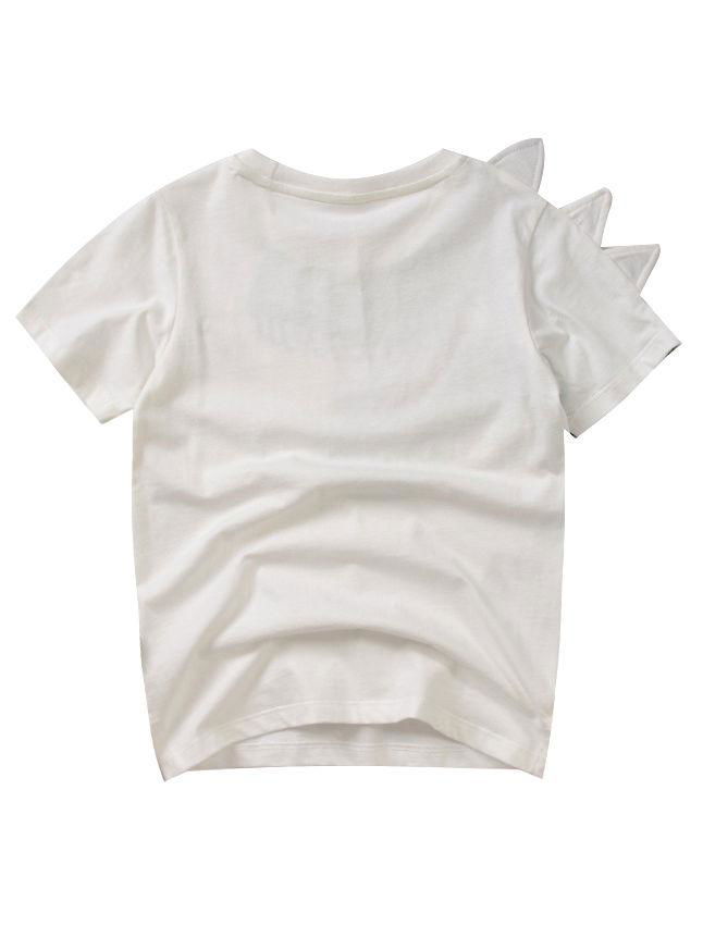 Toddler Big Boys Dinosaur T-shirt white color the back side