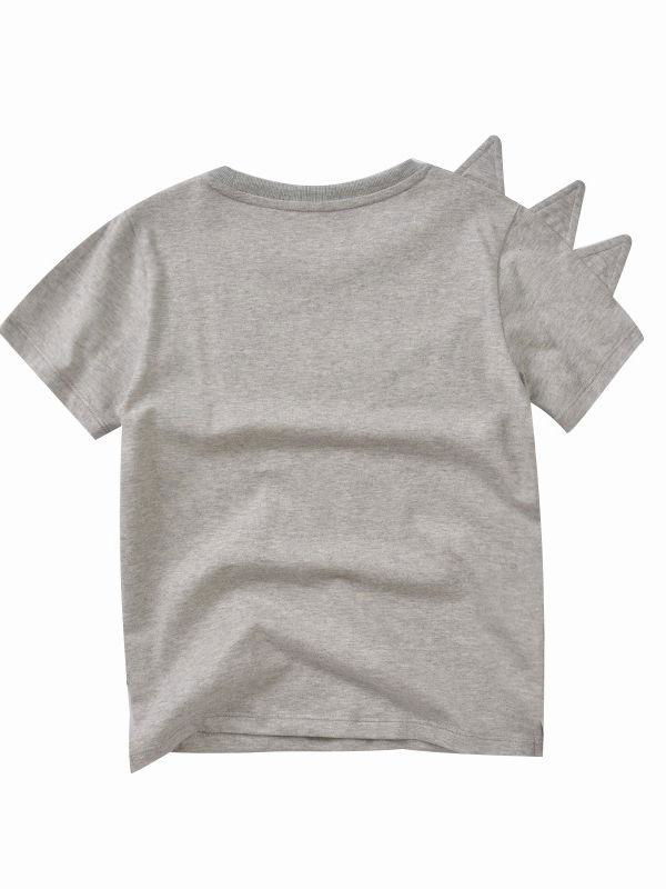 Toddler Big Boys Dinosaur T-shirt gray color the back side