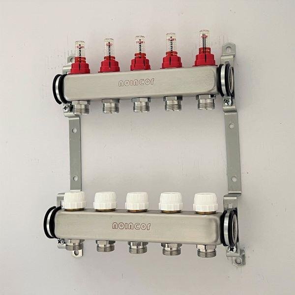 Колектор за подово отопление комплект с дебитомери -5 пътен 2