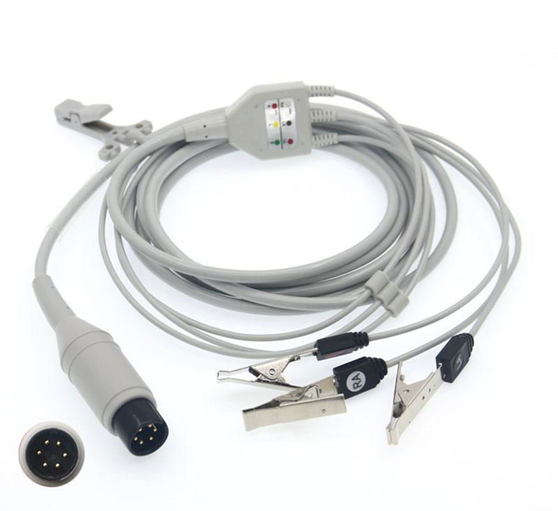 6Pin Veterinary 3-leads ECG cable Vet 