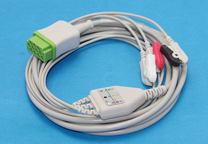 One-Piece 3 Lead ECG Cable for GE Marquette Dash 3000/4000  AHA Clip Compatible 