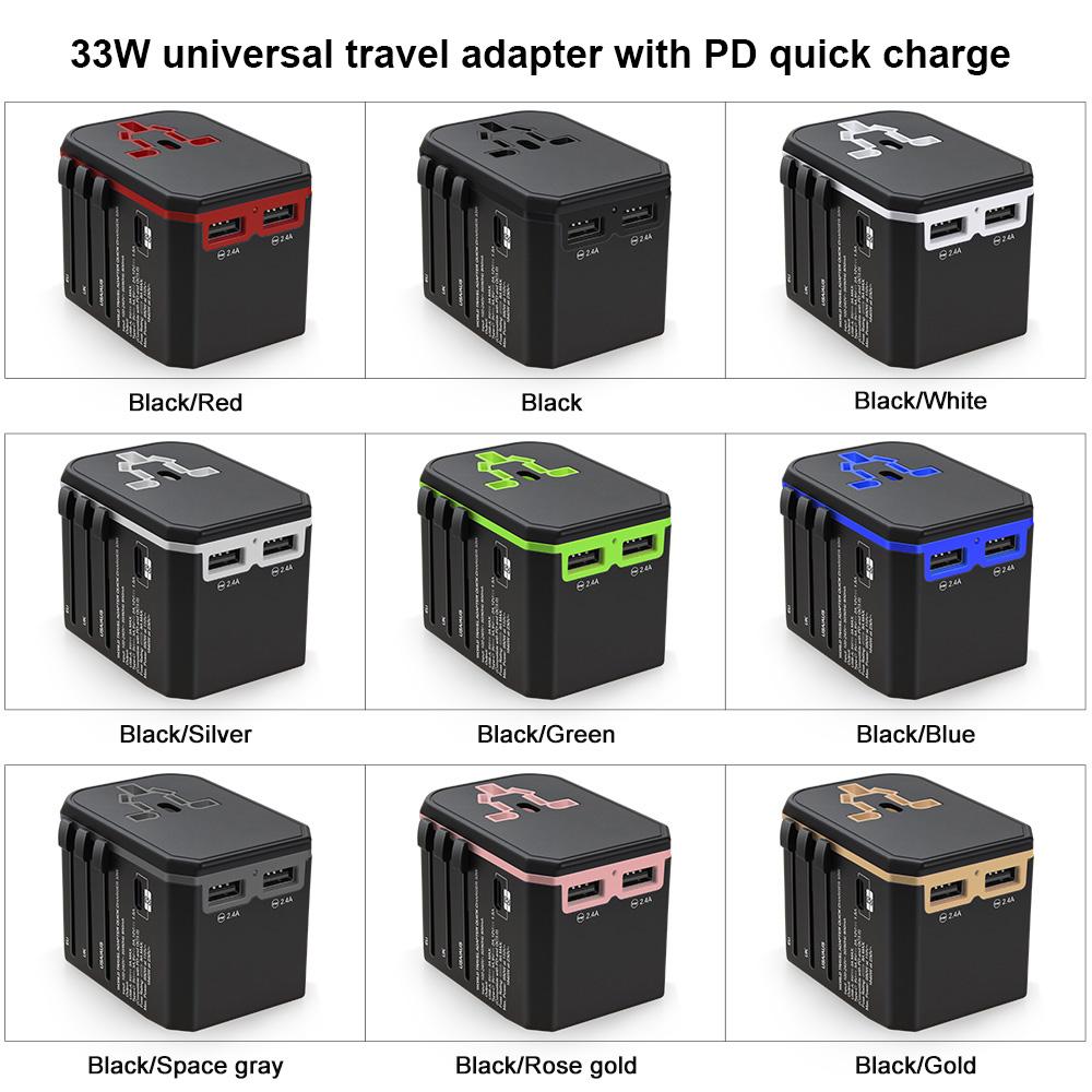 Travel adapter with 33W PD Quick Charge 2