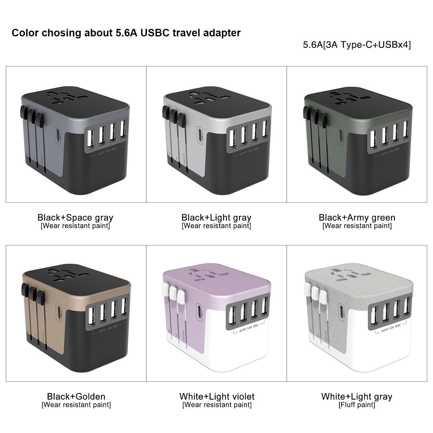 Top quality universal socket with Type C 5.6A 15W quick charge 4