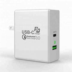 30W QC3.0 USB PD quick charger for ios android