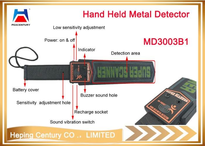 High sensitivity adjustable hand held metal detector MD3003B1 with 9V battery 3