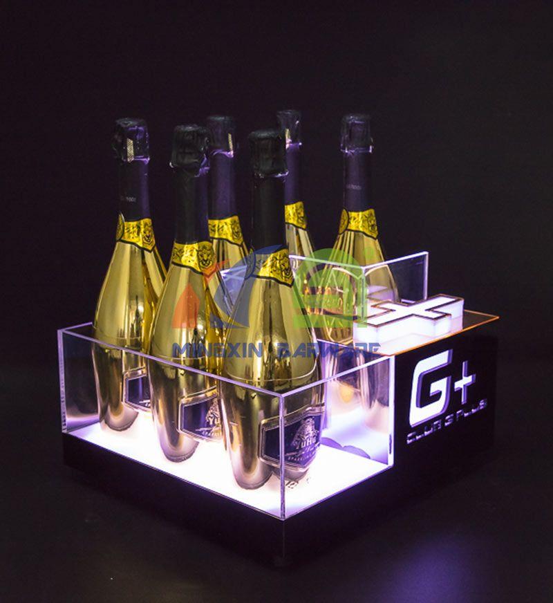 6 Bottles Champagne LED Ice Bucket with Gold Mirror 2