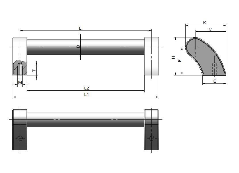 TANJA L22弧形蒸飯櫃拉手 鋁合金醫療器械把手  重型門把手 2