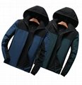 Outdoor Windproof Elastic Sports Softshell Men Jacket With Cap 