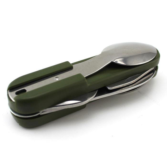 Multi Portable Folding Fork Spoon Knife Set Bottle Opener Outdoor Tableware 2