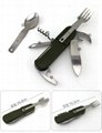 Multi Portable Folding Fork Spoon Knife Set Bottle Opener Outdoor Tableware