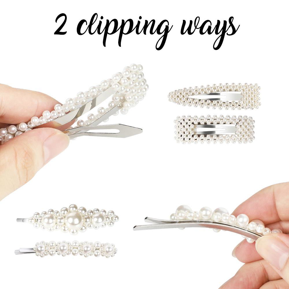 Pearls Hair Clips Pins Decorative Wedding Bridal Party Hair Barrette Styling 4