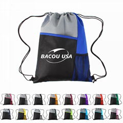 Mesh Pocket Tricolored Drawstring Sports Pack  Mesh Sport Drawstring Backpack