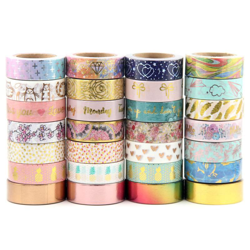 Wholesale Beautiful Custom Printed Gold Foil Washi Tape 3