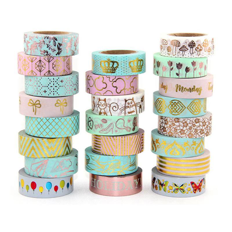 Wholesale Beautiful Custom Printed Gold Foil Washi Tape 4