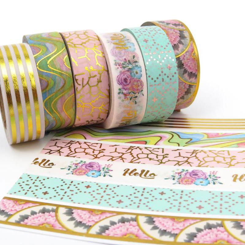 Wholesale Custom Printed Washi Tape Self Adhesive Gold Foil Washi Tape 