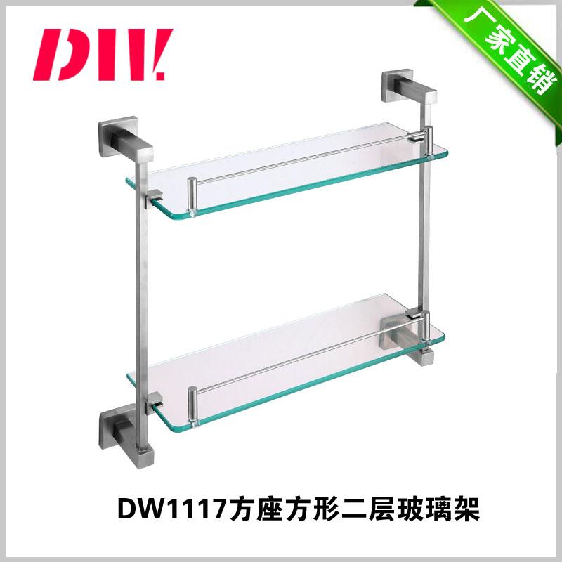 double layers stainless steel glass shelf for bathroom