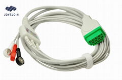 GE 3 Lead ECG Cable with Leadwires, Snap, AHA