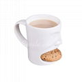 White Ceramic biscuit and milk mug with the handle 3