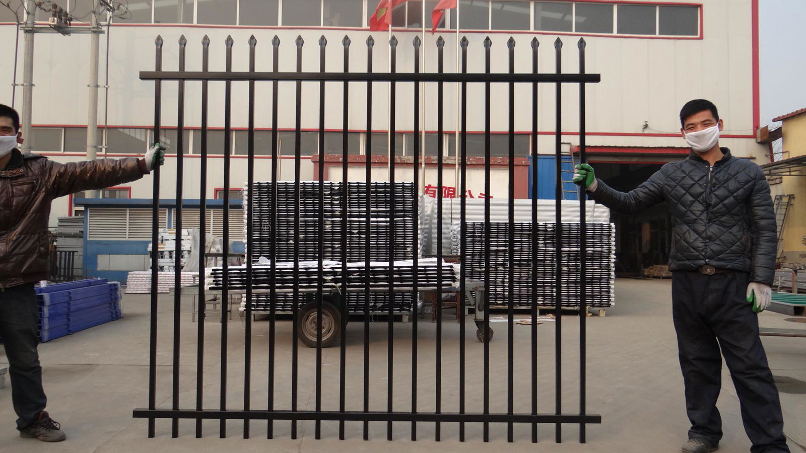 Hot selling galvanized steel palisade spear top metal fence