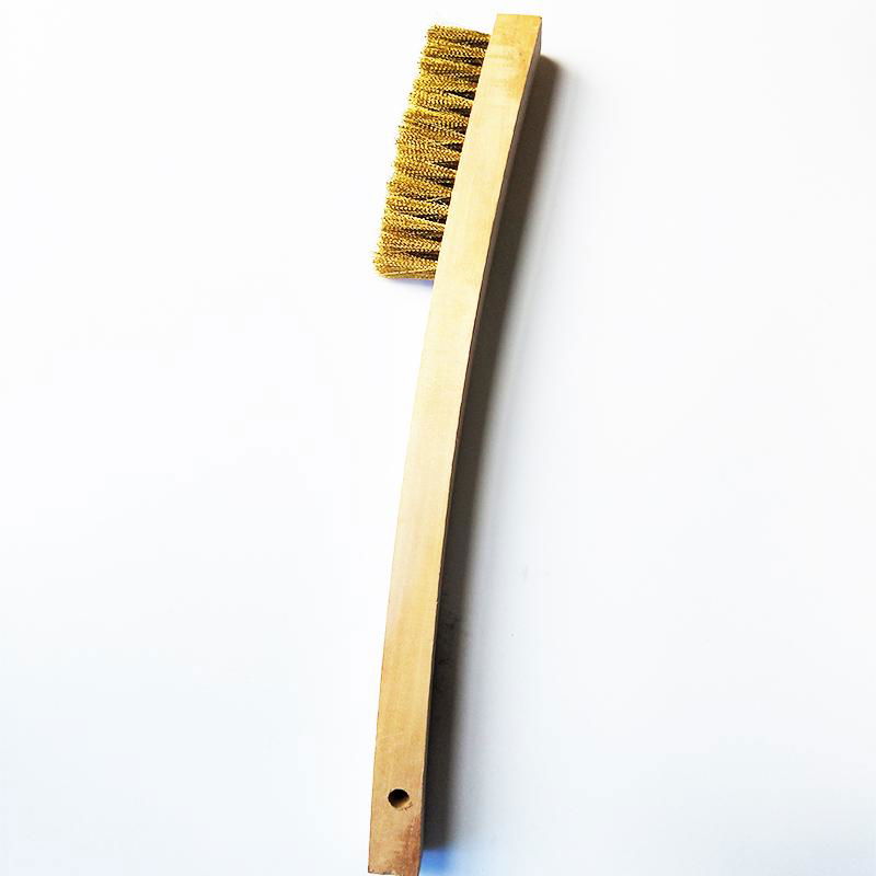 Wood Handle Brass Wire Scratch Brush